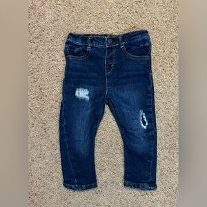 Zara Baby Boy Blue Distressed Jeans with snap closure and adjustable waist.